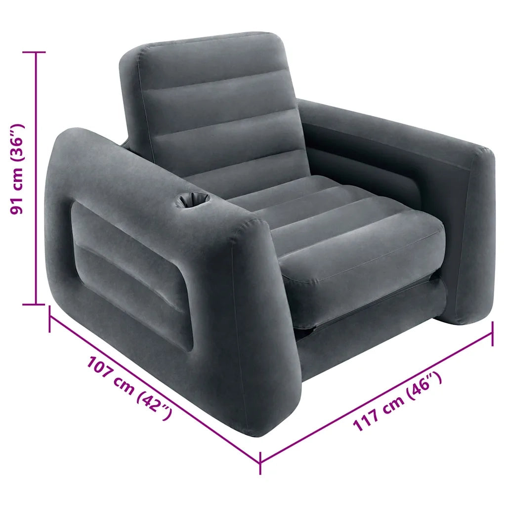 INTEX Poltrona Letto 117x224x66 cm Grigio Scuro 92572