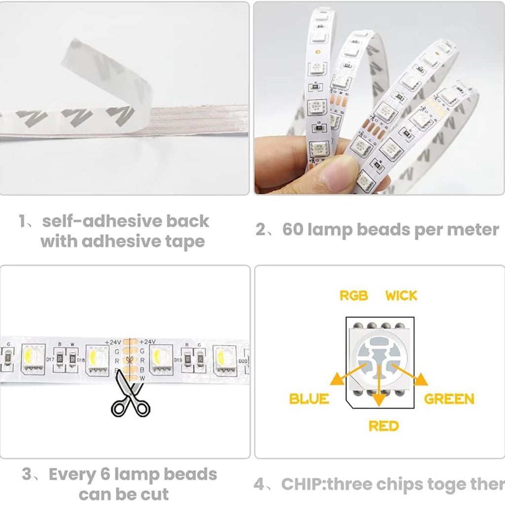 SET SMART striscia 12V LED RGB multicolore WiFi centralina Alexa Google controllo remoto APP smartphone luce 5 metri