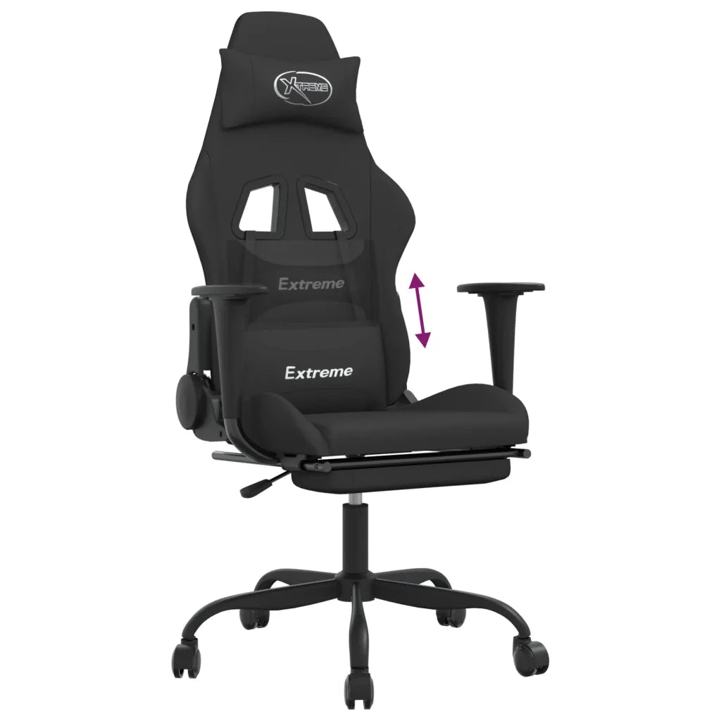 Sedia da Gaming con Poggiapiedi Nero in Tessuto cod mxl 63606