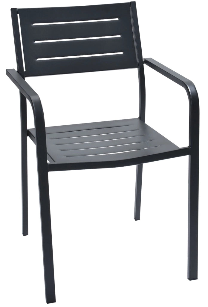 Set 4 Sedie da Giardino 54x58x84 cm in Acciaio con Braccioli RD Italia Dorio Antracite