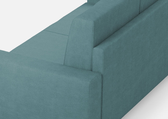 Divano Angolare 7 Posti 286x286x85 cm Sakar in Tessuto Petrolio