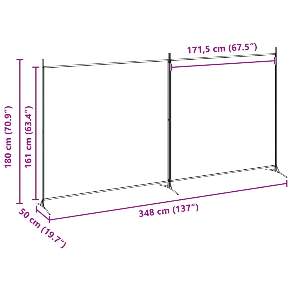 Divider Stanza a 2 Pannelli Beige 348 x 180 cm Tessuto 42039231