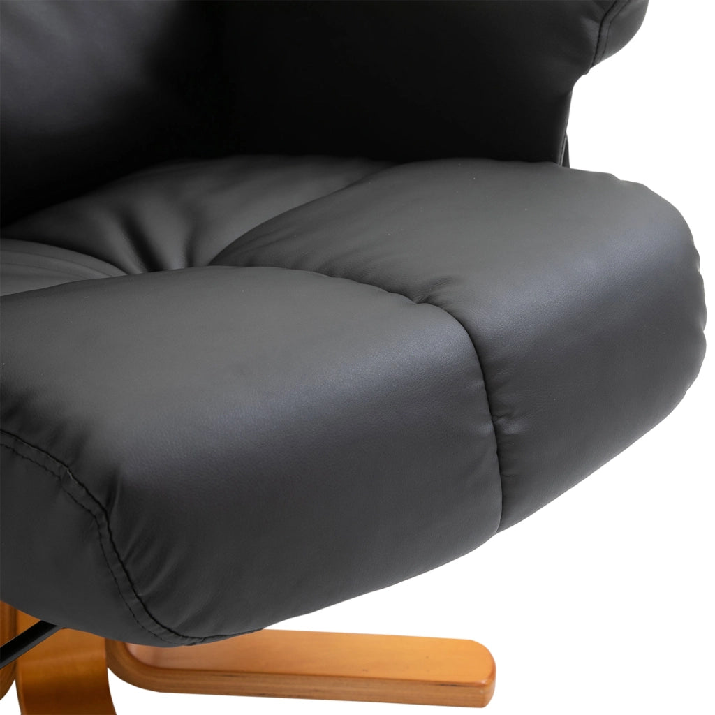 Poltrona relax massaggiante con poggiapiedi, reclinazione 145° e rotazione 360°, nera