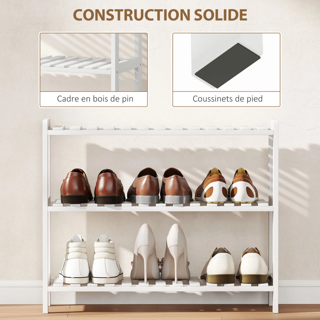 Scarpiera 3 livelli ¨C zephmum ¨C legno pino 70x26x57.5 cm bianco