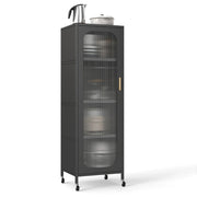 Mobiletto contenitore stretto 45 x 40 x 141 cm con ripiani regolabili e anta semitrasparente in acciaio al carbonio nero 20_0016171