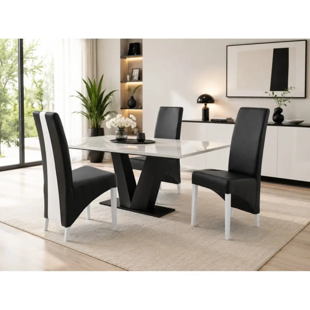 Set di 2 sedie BASIKA nero e bianco in similpelle – Stile vintage