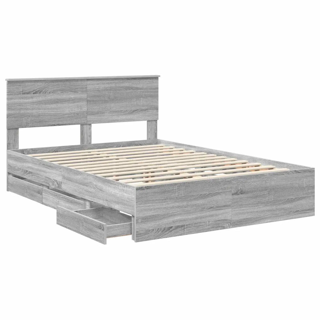 Struttura del letto con cassetto Grigio Sonoma 140 x 200 cm 3410705