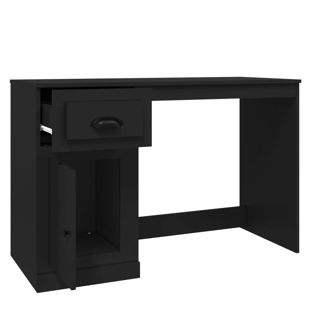 Scrivania tavolo postazione di lavoro scrivania per computer mobile da studio con cassetto 115 x 50 x 75 cm legno ingegnerizzato nero 02_0023457