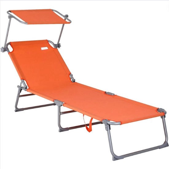 Letto da Campeggio Opzionabile con Ombrellone - Brandino Portatile e Regolabile - Letti da Campeggio con Ombrello - Scelta tra Diverse Colori - Arancione