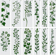 Schemi di foglie - 12 pezzi di stencil di fiore di primavera riciclabili per progetti di fai-da-te, stencil per pittura su legno, pareti, tela e mobili.