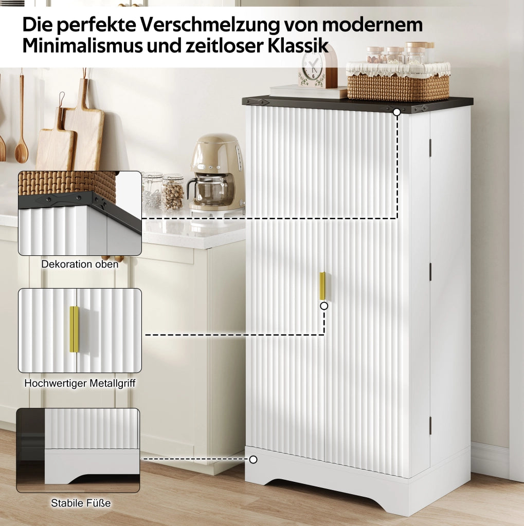 Armadio alto da cucina con luce LED a sensore, bianco