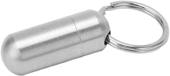 Capsule Portatile in Acciaio Inossidabile - Impermeabile - Contenitore per Medicamenti - Chiave da Parete - Compatta e Leggera - Fiala per Medicamenti