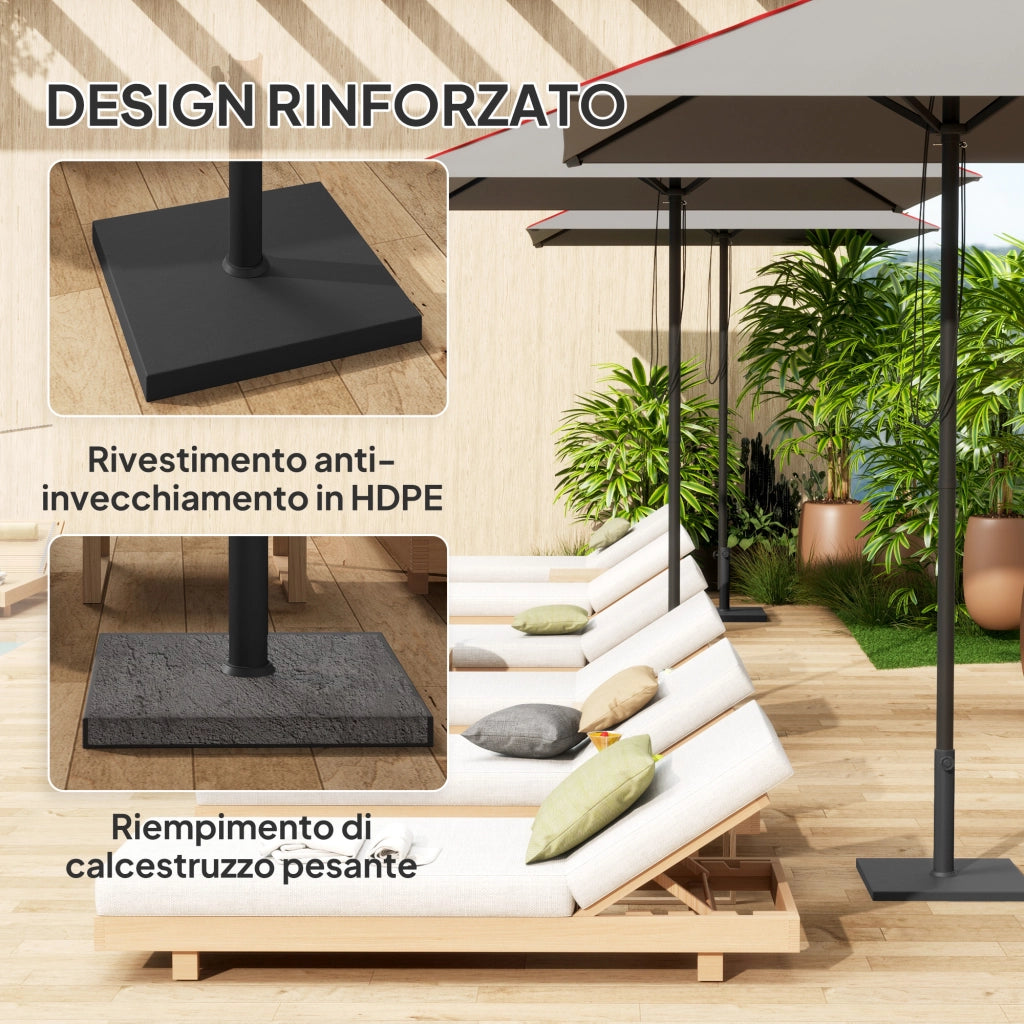 Base per Ombrellone Quadrata in Cemento e HDPE con Manovella ¨C zephmum ¨C Nero 44x44x30 cm