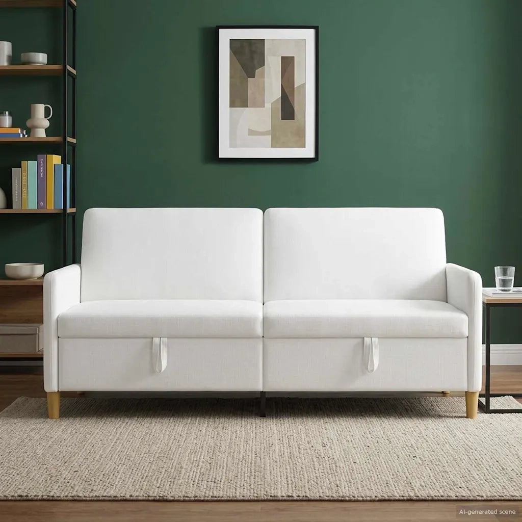 Divano con Storage Bianco 192 x 78 x 87 cm Poliestere 42036986
