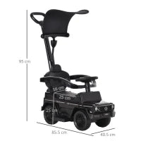 Macchina a Spinta per Bambini 12-36 Mesi con Licenza Mercedes, Tettuccio e Maniglia di Spinta, 85.5x40.5x95 cm, Nero