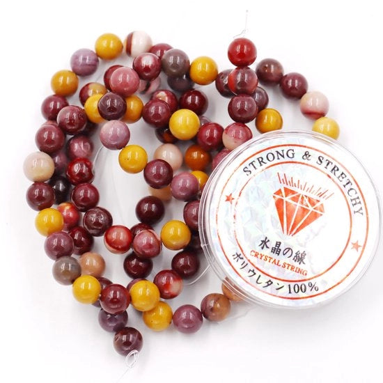 Kralen con rullo per creare gioielli Materiali per gioielli da assemblare Pulsanti energetici bracciale terapeutico 8 mm = 96 pezzi e 1 rullo di corda Mookaiet 8 mm