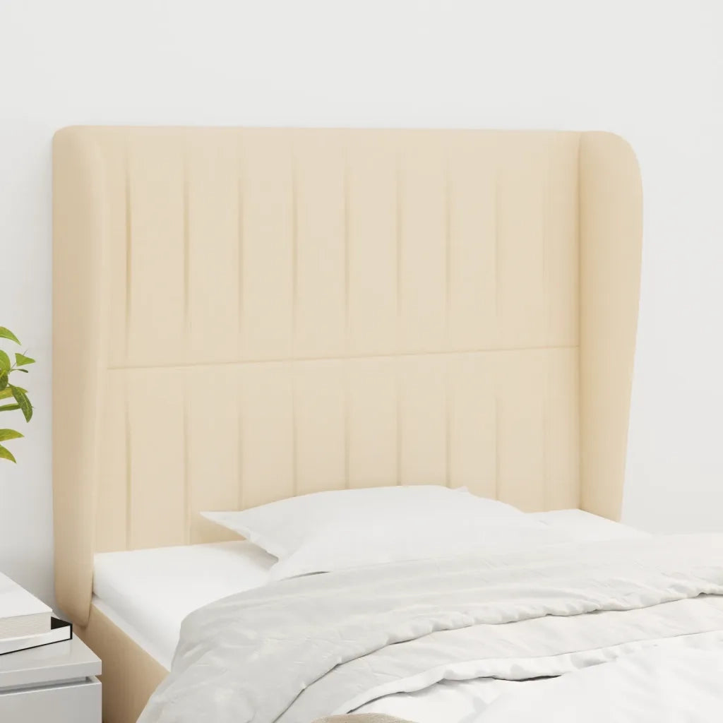 Testiera ad Orecchio-Testata con Orecchie Crema 93x23x118/128 cm in Tessuto 512419