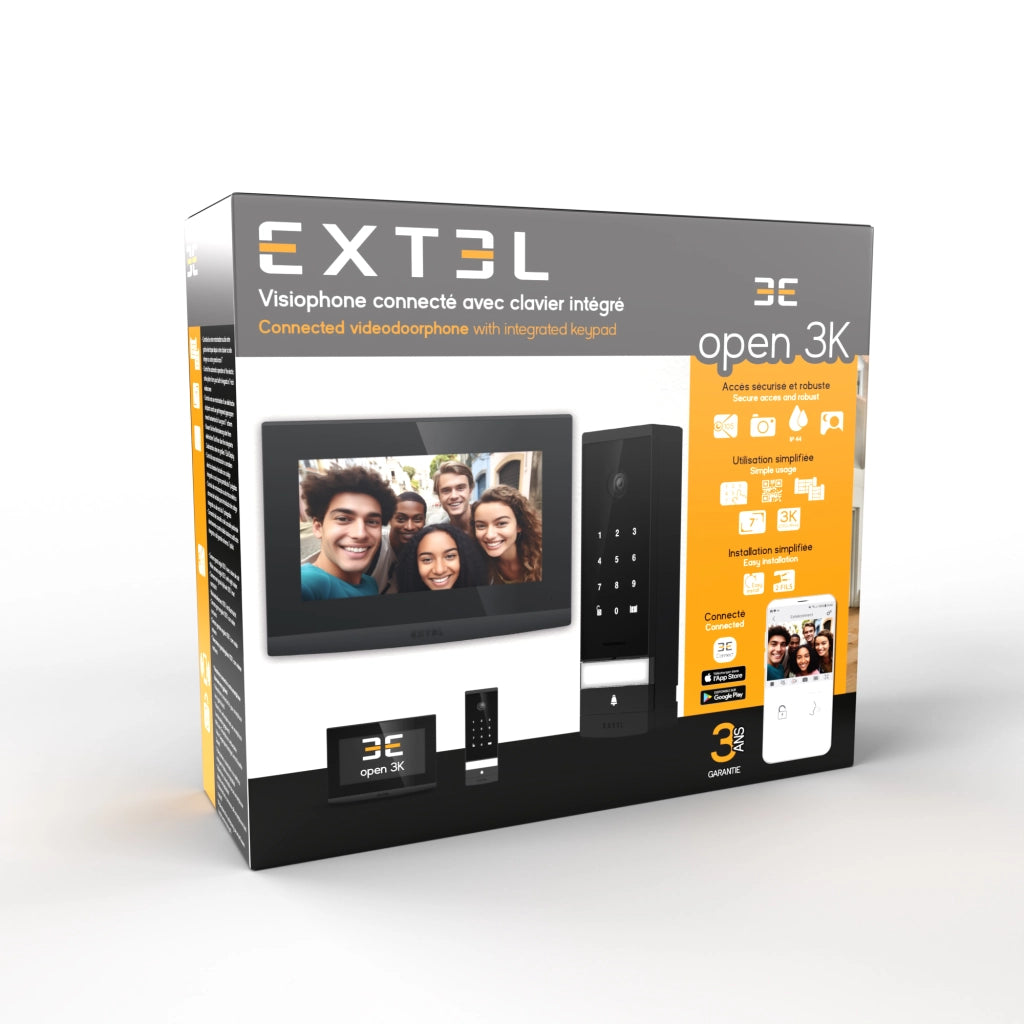 Videocitofono a 2 fili WiFi , schermo touch 7'' a colori con tastiera esterna a codice - Extel Open 3K 720330