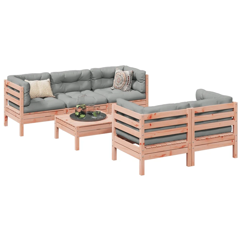 Set Divani Giardino 6 pz Cuscini Legno Massello Abete Douglas 3299295