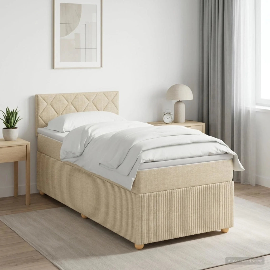 Letto box spring con materasso Crema 80 x 200 cm Tessuto 3452811