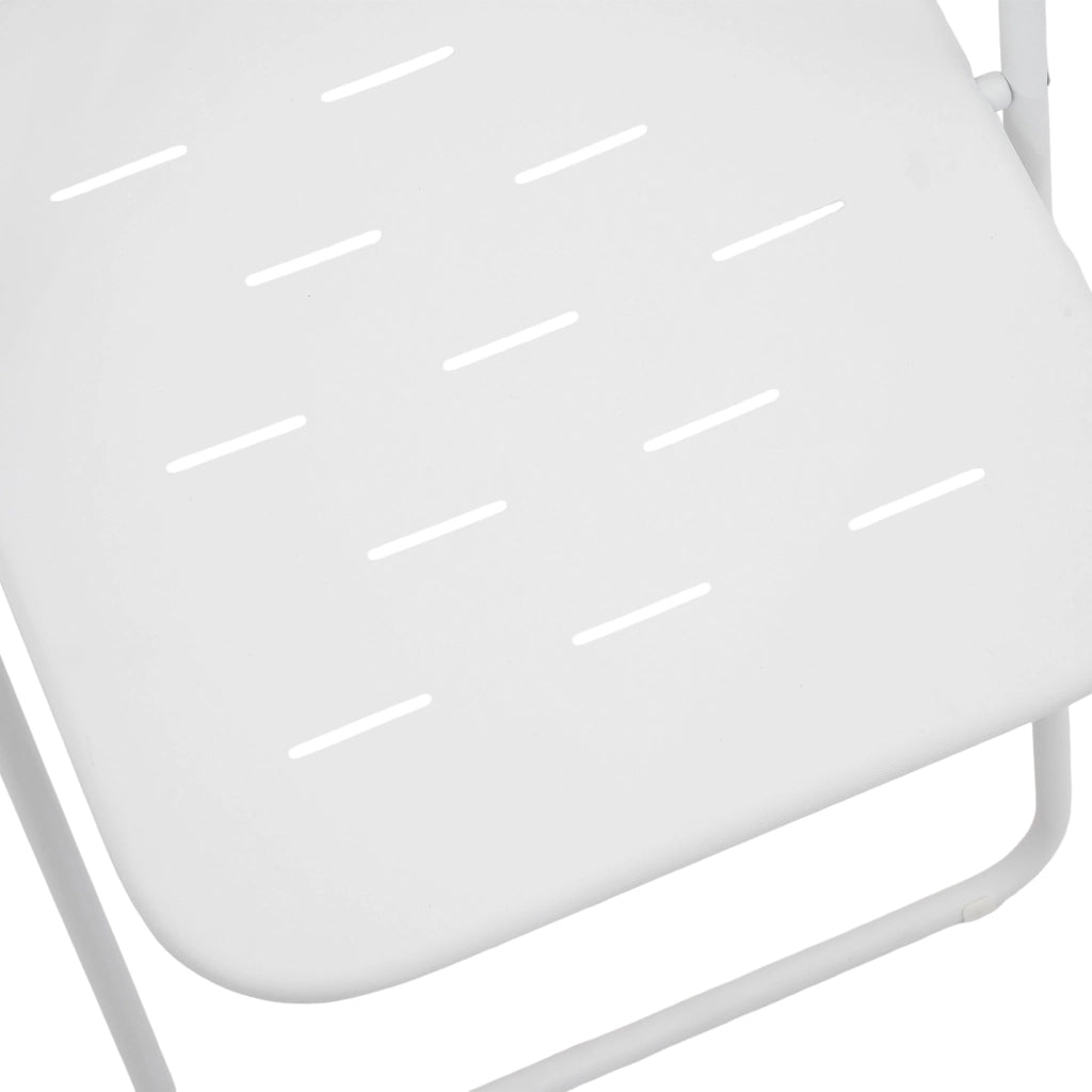 Set Tavolo e Sedie da Giardino con 1 Tavolo Pieghevole e 2 Sedie Pieghevoli; per 2 Persone; Acciaio; Bianco