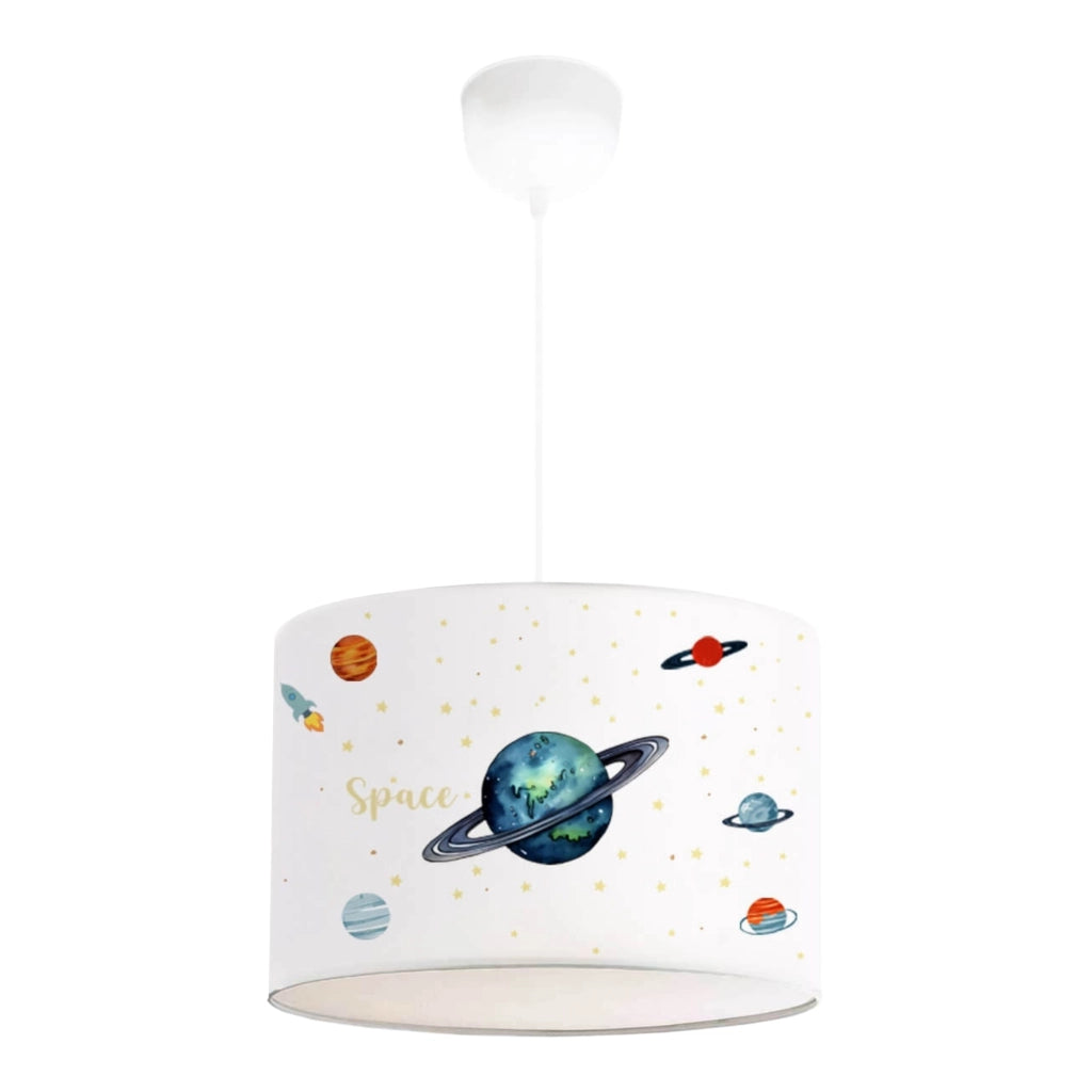 Lampada a Sospensione Rugby per Cameretta Paralume Bianco Design Pianeti lux.pro