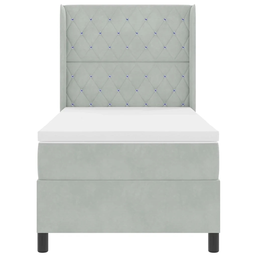 Letto a molle con materasso Grigio chiaro 100 x 200 cm Velluto 3343802