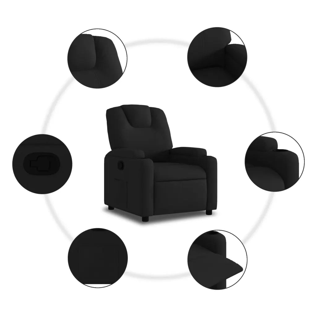 Divano Sedia-Poltrona Reclinabile in Tessuto Nero 964805