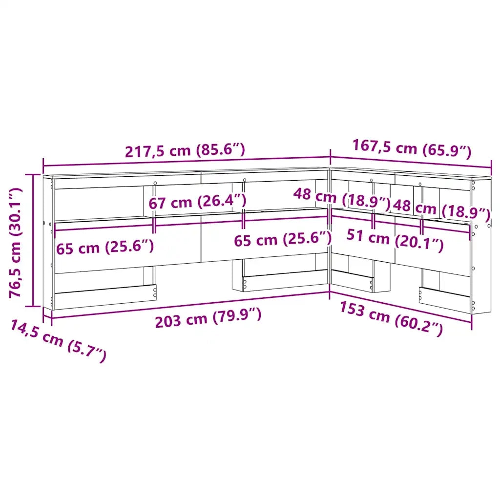vidaXL Testata contenitore Rovere fumo 150 cm Legno multistrato