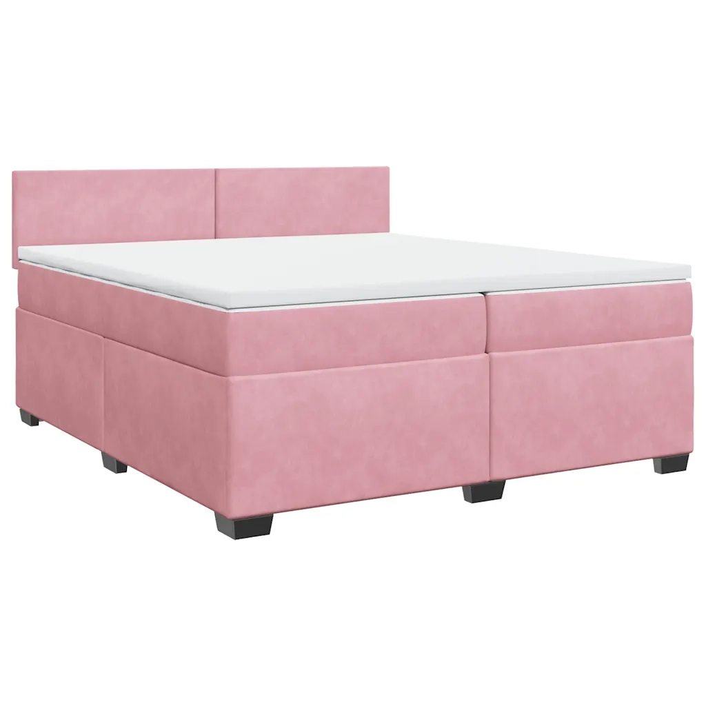 Giroletto a Molle con Materasso Rosa 200x200 cm in Velluto 3288701