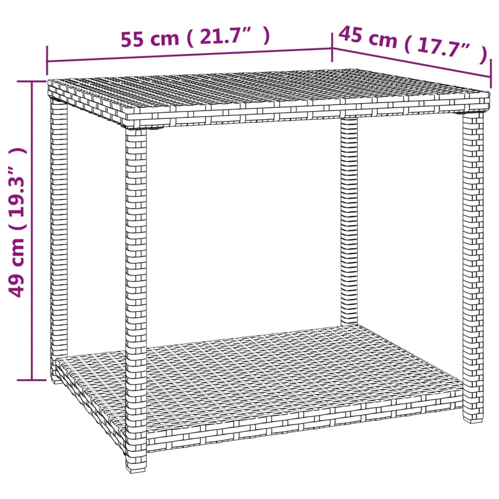 Tavolino Nero 55x45x49 cm in Polyrattan 319404