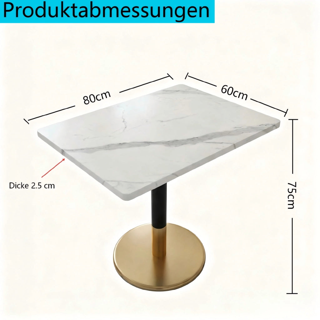 Tavolo da pranzo rettangolare per 2 persone 80x60 cm; bianco e nero