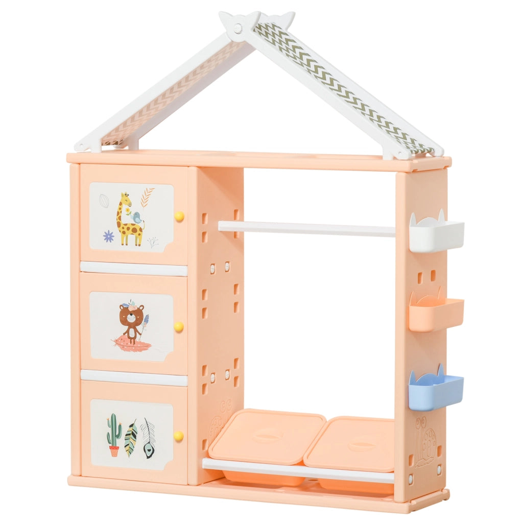 Armadio Cameretta con Contenitori e Appendiabiti ¨C Zephmum ¨C Arancione 128x34x155cm