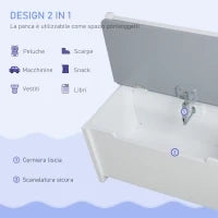 Set Tavolo per Bambini con 2 Sedie e Cassapanca in Legno per Cameretta, Bianco e Grigio