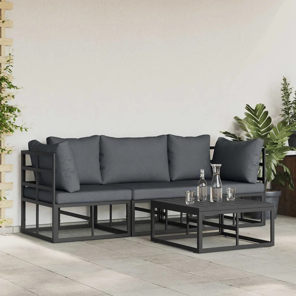 Set Divano da Giardino 4 pcs Nero Metallo 3378841