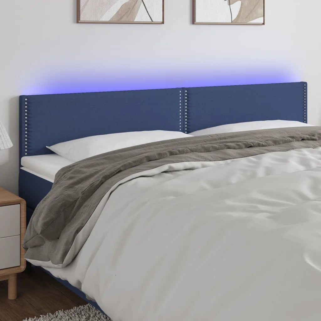 Testiera a LED-Testata con LED Blu 200x5x78/88 cm in Tessuto 570648