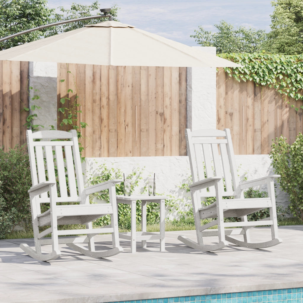 Sedia a dondolo da giardino  2 pcs Bianco 70x92x107.5 cm HDPE