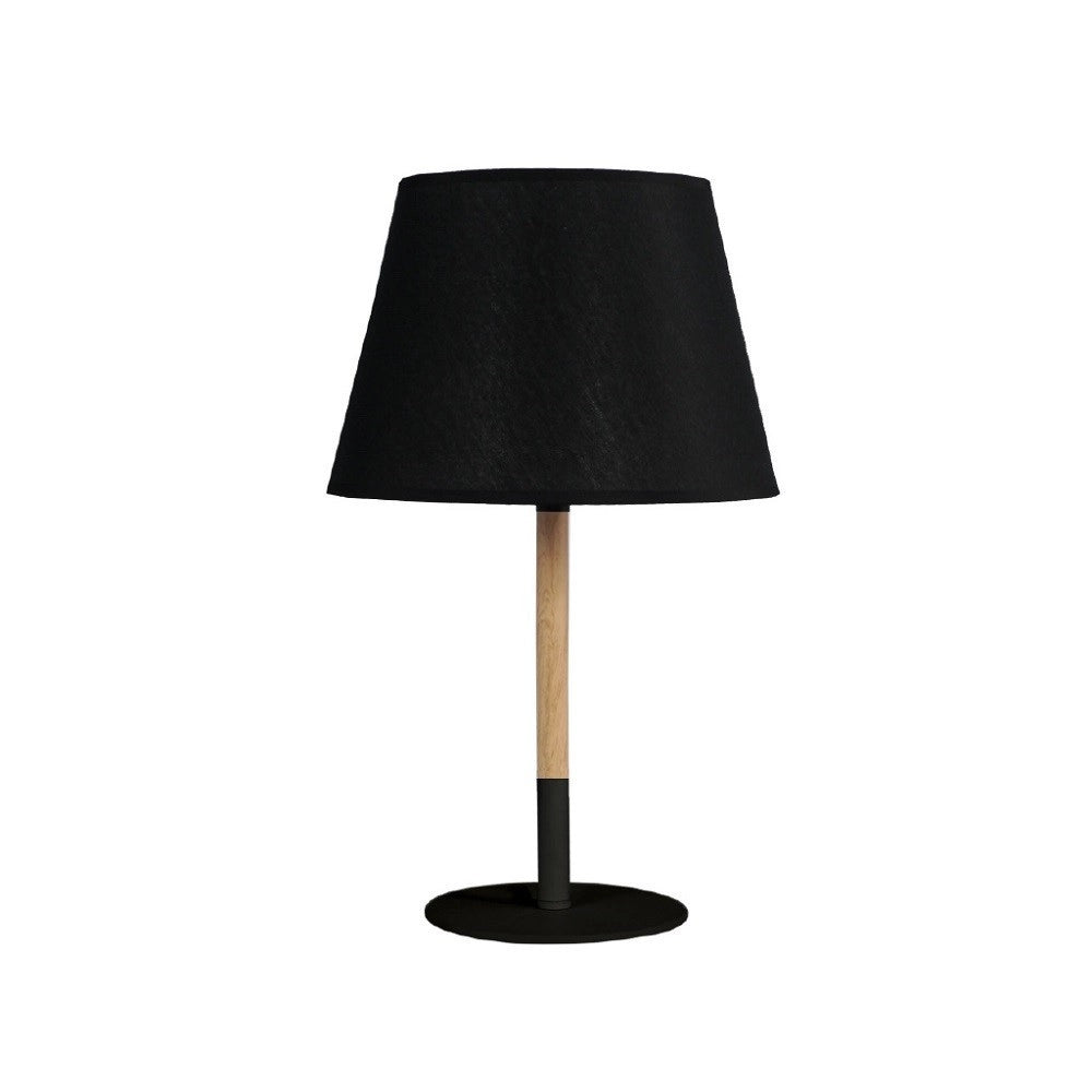 Trade Shop - Lampada Da Tavolo Abat Jour Con Paralume In Tessuto Nero Portalampada E27 Xc-7008 -