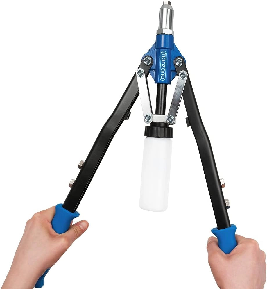 Deuba Set Pinza Rivettatrice 5 Mandrini 75 Dadi 3,2-6,4 mm Contenitore di Raccolta Manici Lunghi Ergonomici