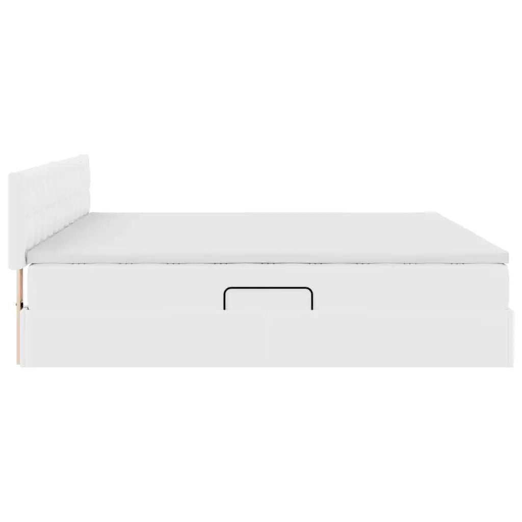 Letto con contenitore e materasso Bianco Puro 200 x 200 cm