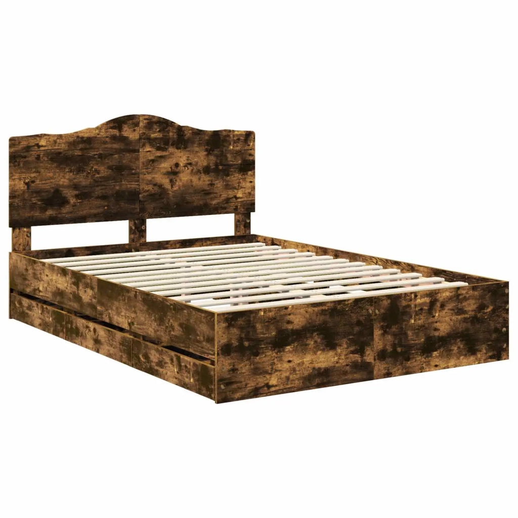 Struttura del letto con cassetto Rovere Fumo 140 x 200 cm 3413412