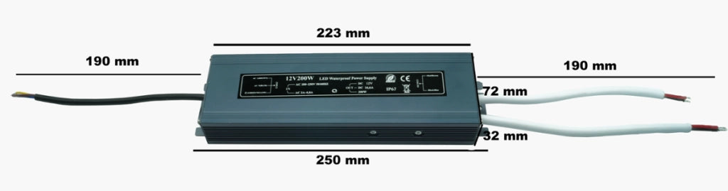 Alimentatore LED 200W 12V 16,7A IP67 Slim IdeaLED ID-3045
