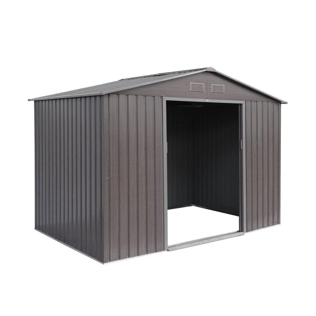 Casetta da giardino in metallo con kit di ancoraggio, 5.9m², marrone