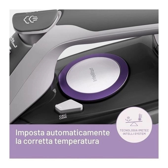 Imetec Intellifast, ferro da stiro a vapore, Tecnologia Intelli System, Impostazione automatica della temperatura, Piastra Ceramic Diamond, Protezione anticalcare, 2400 W, Colpo Vapore
