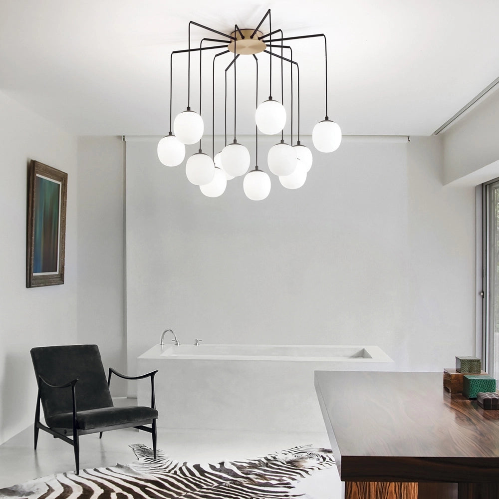 Sospensione Contemporanea Rhapsody Metallo Nero 12 Luci G9 3W 3000K Luce Calda