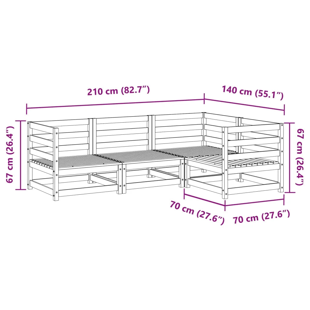 Set Divani da Giardino 4 pz in Legno Massello Abete Douglas 3299410