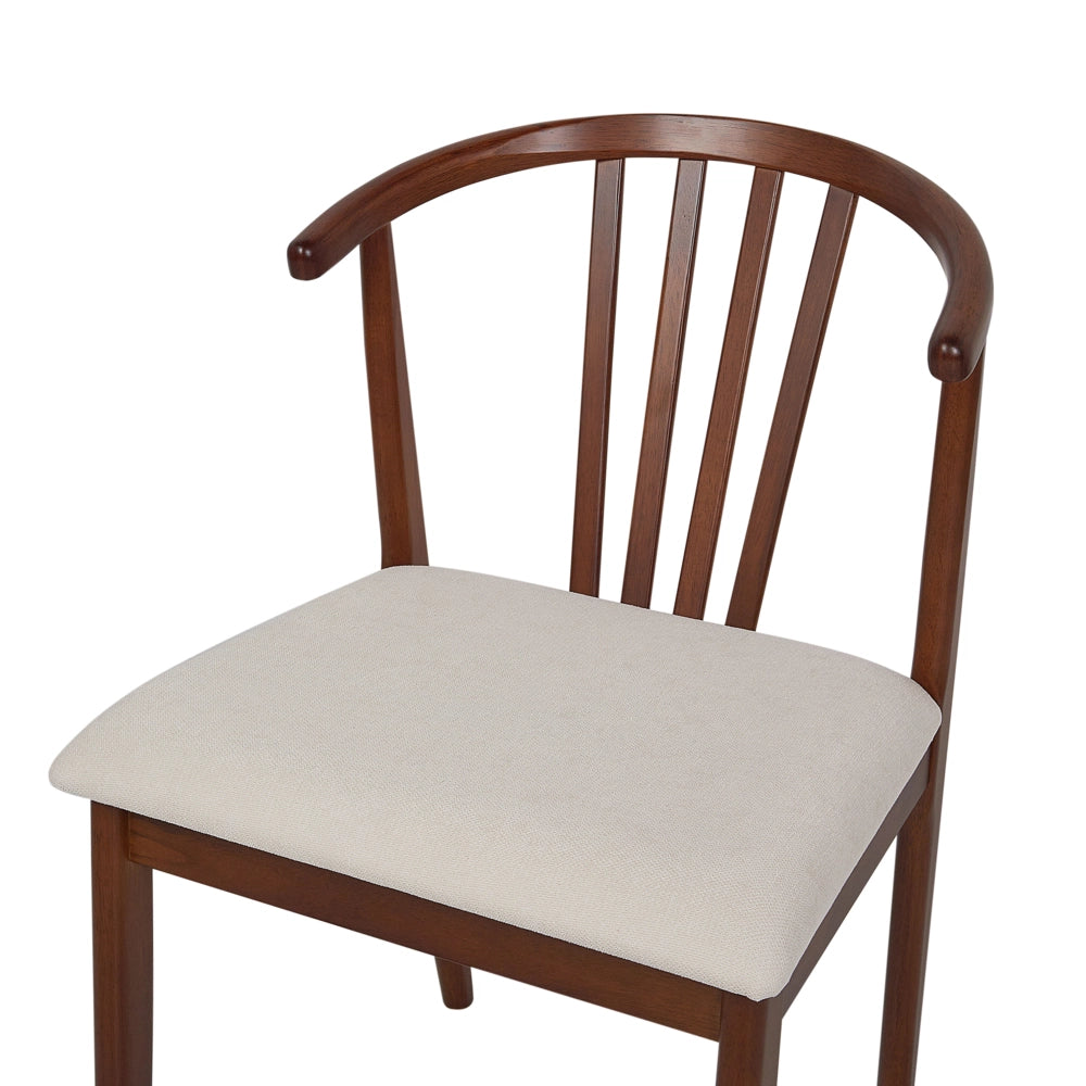 Set di 2 eleganti sedie da pranzo con seduta imbottita in legno scuro beige chiaro chic elegante