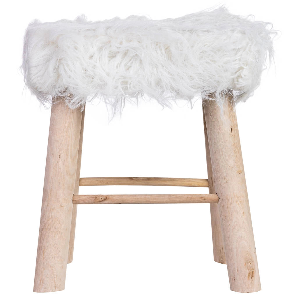 Sgabello in legno rivestito in tessuto bianco 37x26x43h cm