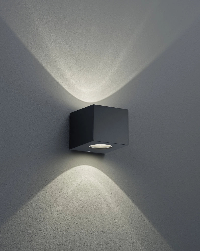 Applique Led Esterno 2 Luci Cubo Nero Diffusori Intercambiabili Cordoba GD Trio