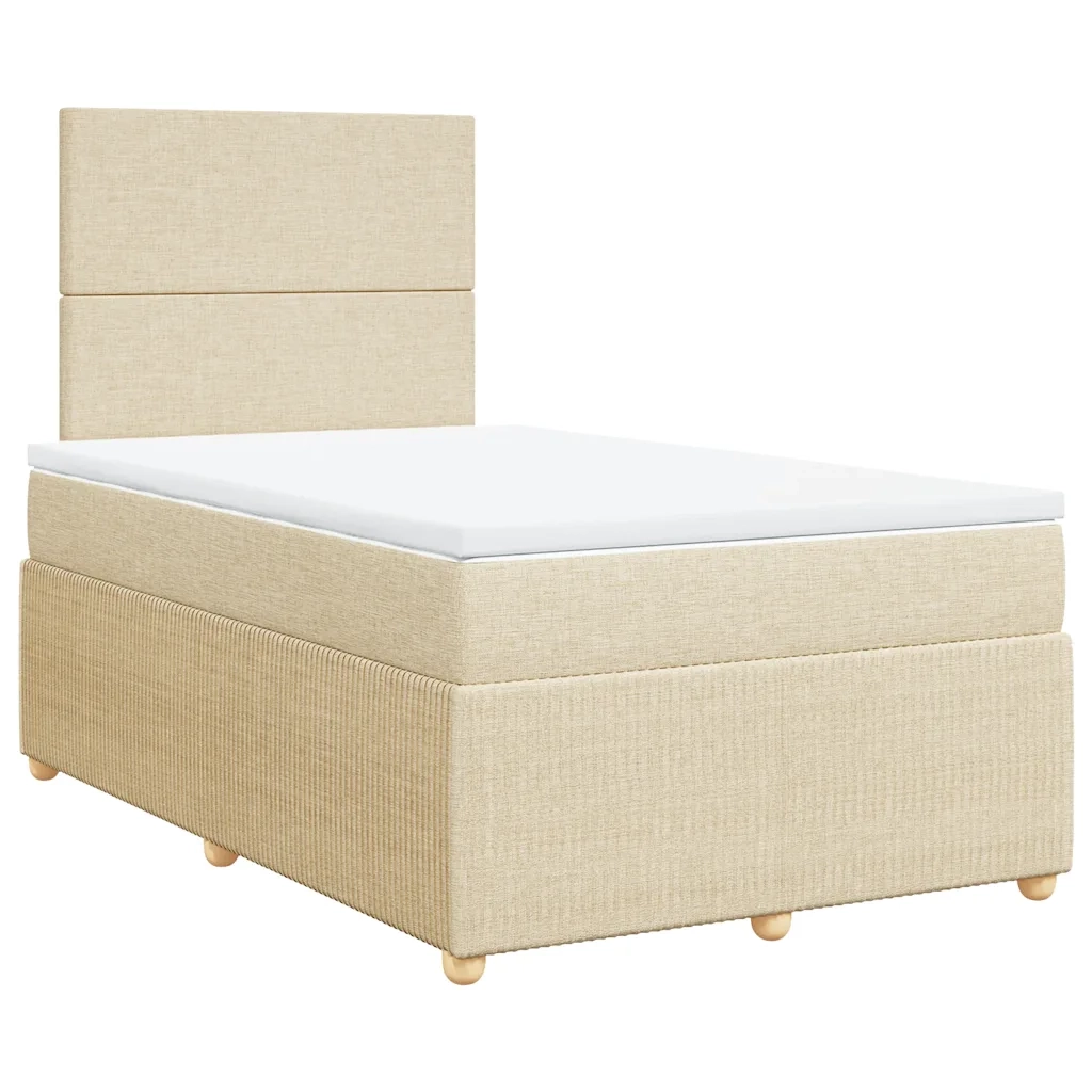 vidaXL Giroletto a Molle con Materasso Crema 120x200 cm in Tessuto